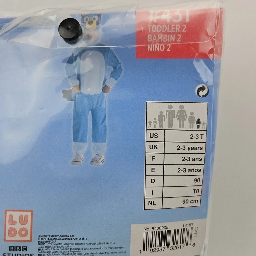 Bluey Toddler Halloween Costume Jumpsuit 2T New
